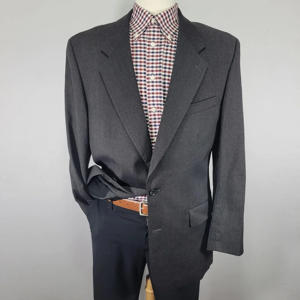 VTG Marshall Fields Men's Sport Coat Blazer Two Button Charcoal Wool Size 43L‎
